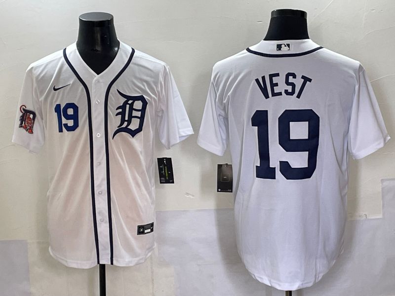 Men 2025 Detroit Tigers 19 Vest White Game Nike MLB Jersey style 3